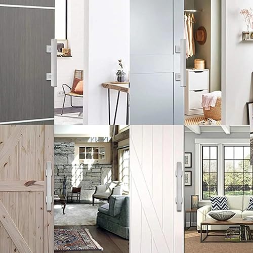 Miniatura 6 de ROOMTEC Juego de manijas de puerta de granero resistentes de 10 pulgadas, diseño rústico grande de dos lados, para puertas, garajes, cobertizos,