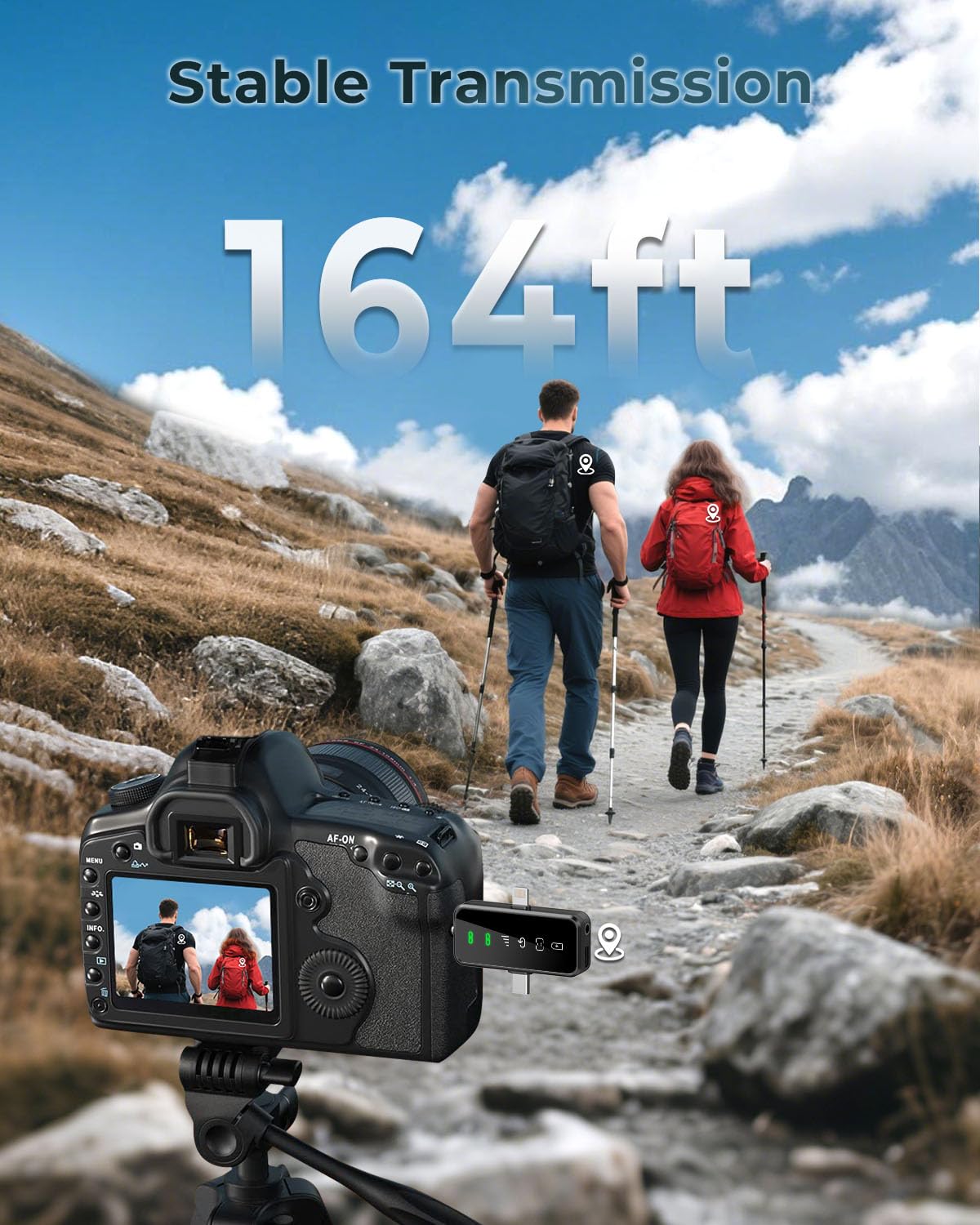 GRENARO 3-in-1 mic for YouTube Wireless for iPhone/Android/Camera - Microphone for Recording with LED Display, 164ft Range, Mute/Reverb/Noise Reduction for YouTube, Live Streaming, Vlogging - Image 5 thumbnail