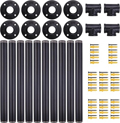 Miniatura 10 de MUZIK Patas de mesa de centro de 16 pulgadas, 2 patas de mesa de metal industriales, patas de acero gris para muebles vintage