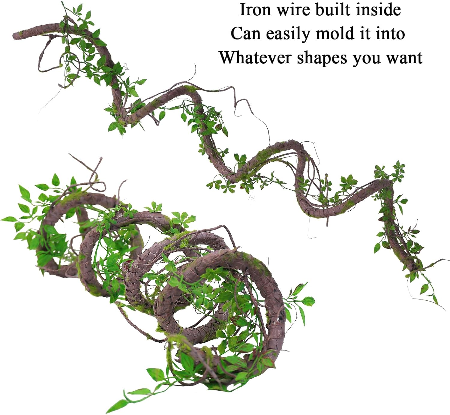 71inch Artificial Posable Tree Branches Hanging Bendable Moss Greenery Garland Faux Tree Vines Twigs Ivy Leaves for Reptiles Climb Outdoor Halloween Canopy Wedding Home Wall Porch Mantel Decoration - Image 2