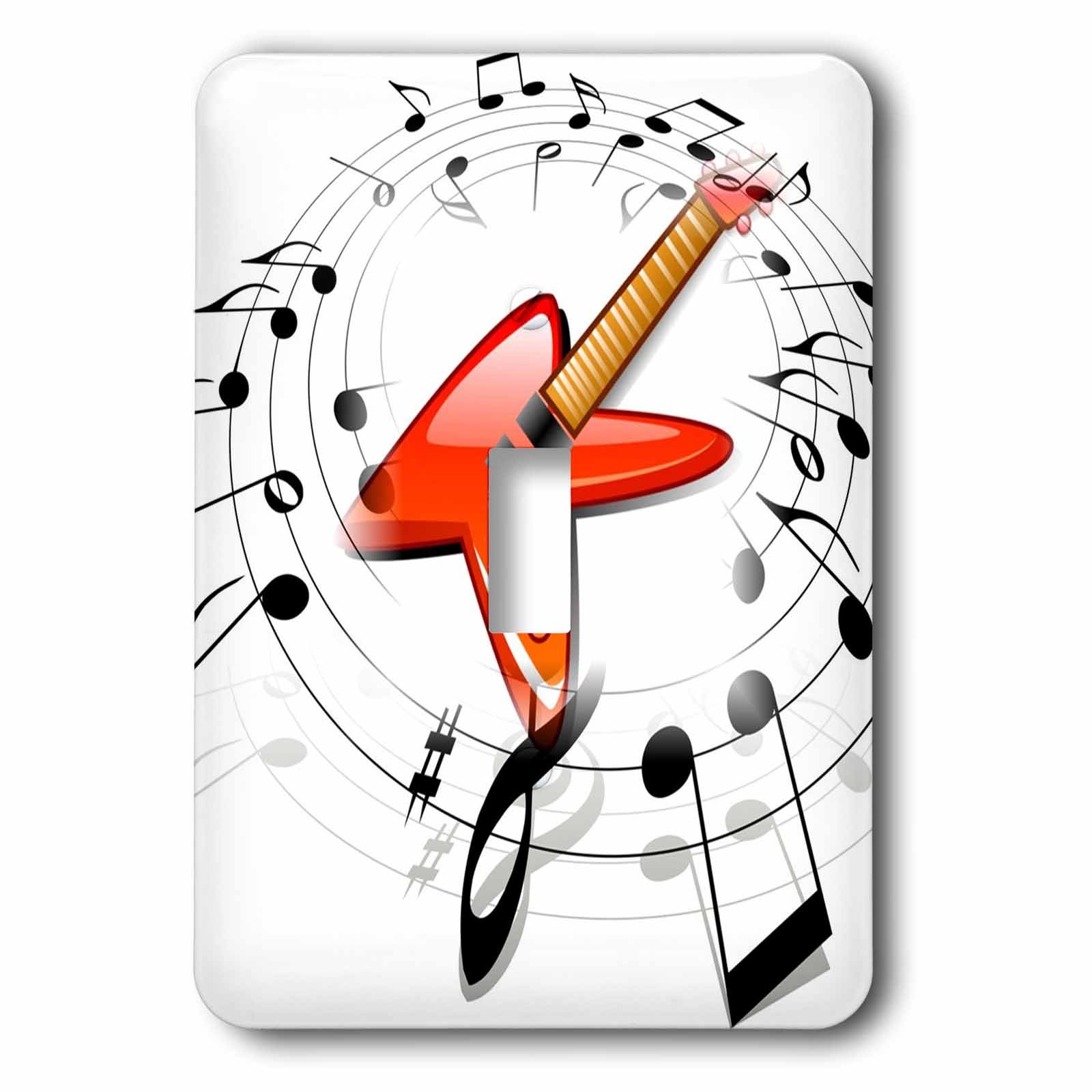 Guitare rouge avec notes circulaires noires cadeau ideal pour passionne de musique