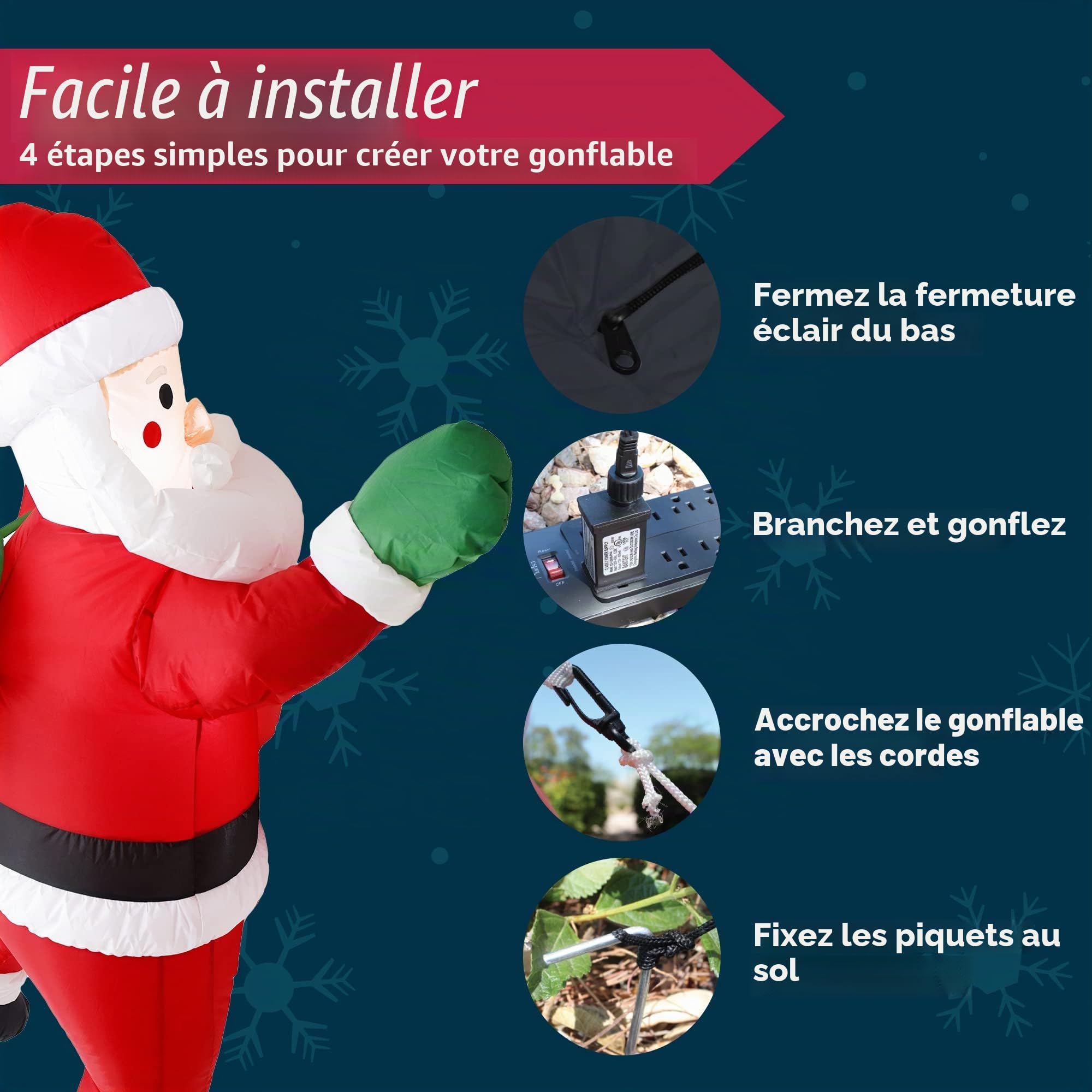 Joiedomi Père Noël Gonflable Suspendu de 5,5 Pieds de Haut
