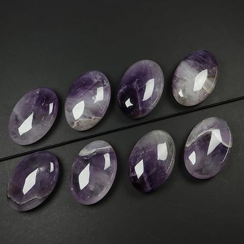 Miniatura 7 de Piedra de preocupación de amatista, piedras preciosas para el pulgar, masaje pulido tallado a mano natural, palma de cristal curativo para
