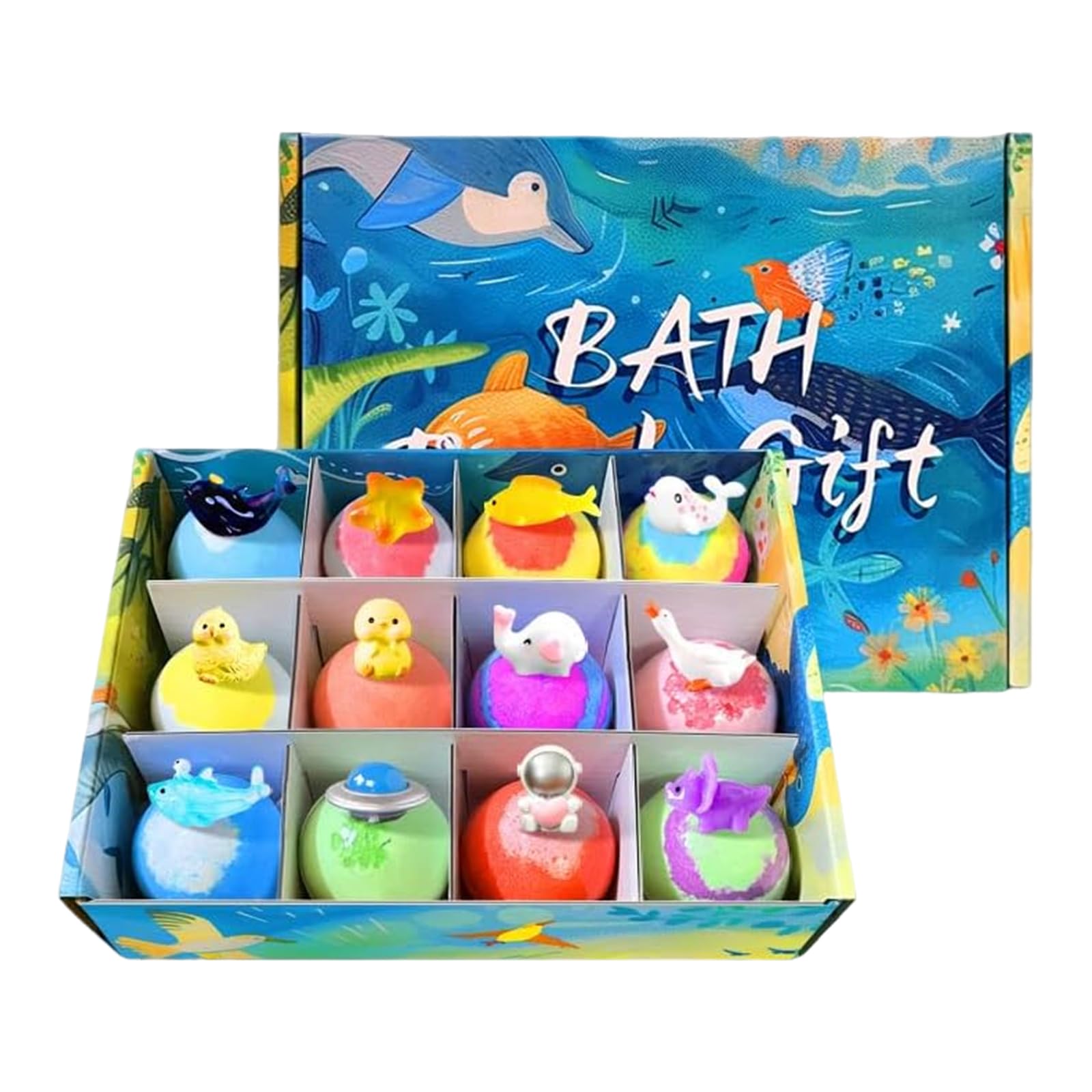 Set Regalo di 12 Bombe per il Bagno WMFASBAG, Colorate e Organiche con Sorpresa Interna, Giochi di Bolle Frizzanti Sicuri per Bambini, Regalo Educativo Dolcemente Sicuro per Pasqua Ragazzi