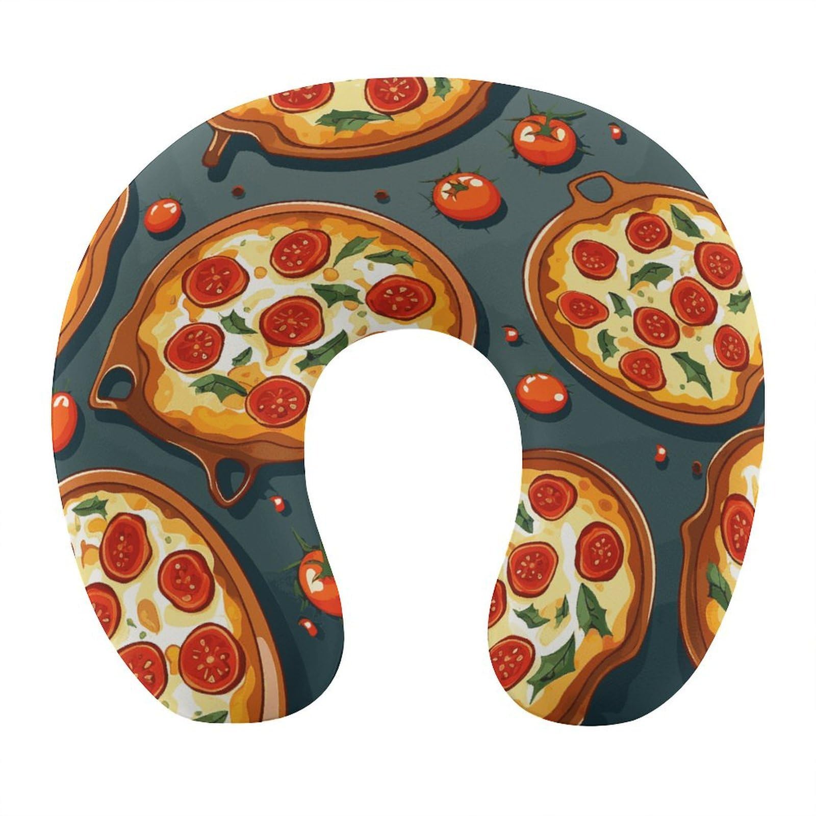 FekiLoot Pizza Food Travel Pillow,U Shaped Office Napping Pillow Support Neck and Head Comfortable Travel Neck Pillow U Shape Sleeping Essentials for Long Haul Flights