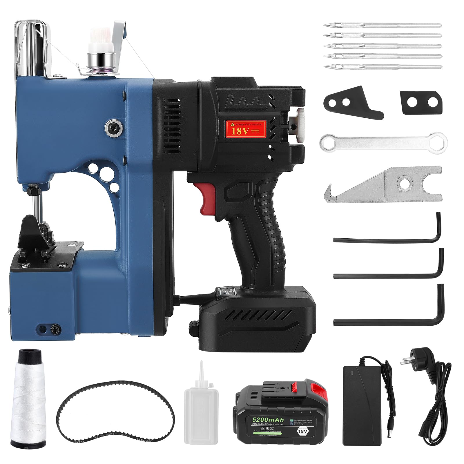 portatile macchina da cucire 5.2Ah cucitrice per tessuti taglia e cuci macchina da cucire 18V 14000RPM professionale per sacchetto di plastica di carta di riso con sacco di pelle di serpente.