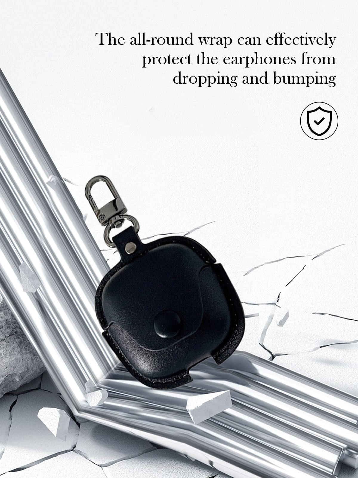 BOVUGAC Schutzhülle für Huawei FreeBuds Pro5, stilvoll, Retro-Stil, weicher Schutz, Premium-PU-Leder-Schutzhülle mit Reinigungsset und Umhängeband, für Huawei FreeBuds Pro 5, Schwarz
