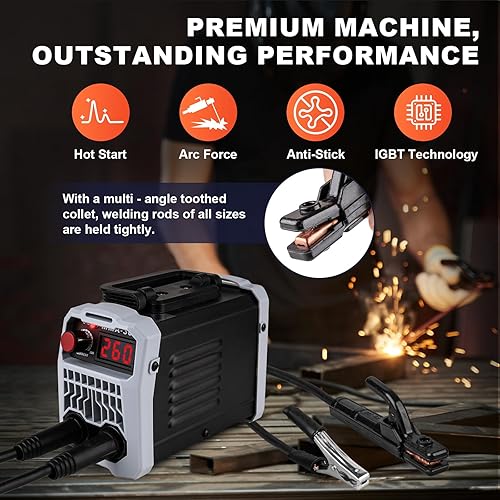 Miniatura 4 de BetyBedy Mini soldador de palo, máquina de soldadura portátil, máquina de soldadura MMA-300Amp de 110 V con arranque en caliente, fuerza de arco,