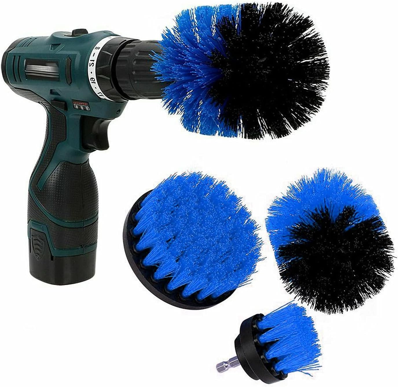 Drill Attachment Power Scrubber – Turbo Scrub Kit of 3 Scrubbing Brushes – All Purpose Shower Door, Bathtub, Toilet, Tile, Grout, Rim, Floor, Carpet, Bathroom and Kitchen Surfaces Cleaner 2