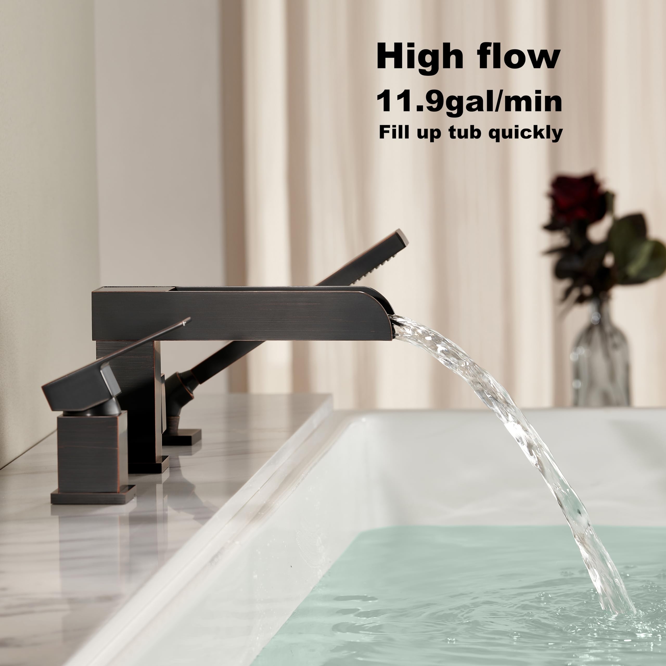 Robinets De Baignoire Cascade Modernes Avec Pulvérisateur