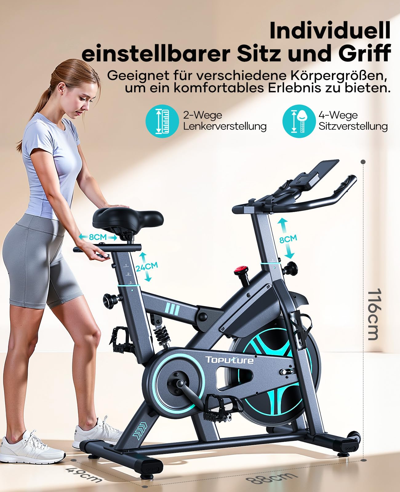 [2026 Aktualisierte] Heimtrainer Fahrrad mit APP und Herzfrequenz, Ergometer Mit Stoßdämpfungssystem, Ultraleise<20db, Einstellbarer Magnetwiderstand, 15KG Schwungrad, Hometrainer Bis 160KG