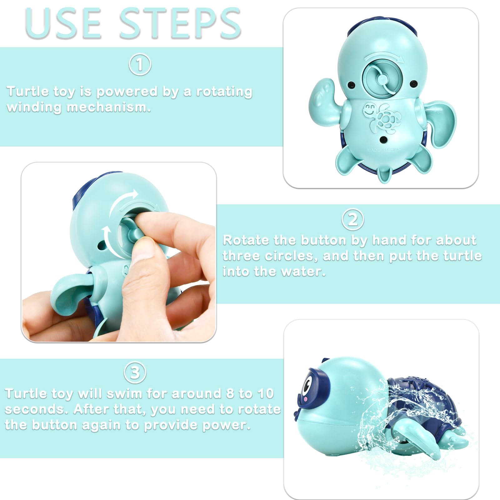 Paquete de 3 juguetes de baño para bebés de 1 a 2 años, juguetes de baño para niños pequeños de 1 a 3 años, juguetes de baño flotantes, juguetes de viento para niños de 1 a 2 años, juguetes de bañera 3