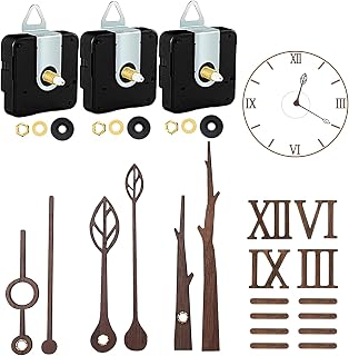 3 Sets 0.86in Shaft Clock Movement Mechanism with Hands and Numerals, CNYMANY Clock Repair Parts Replacement High Torque Long Shaft Clock Movement with 3 Pairs Hands & 1 Roman Numeral Scale