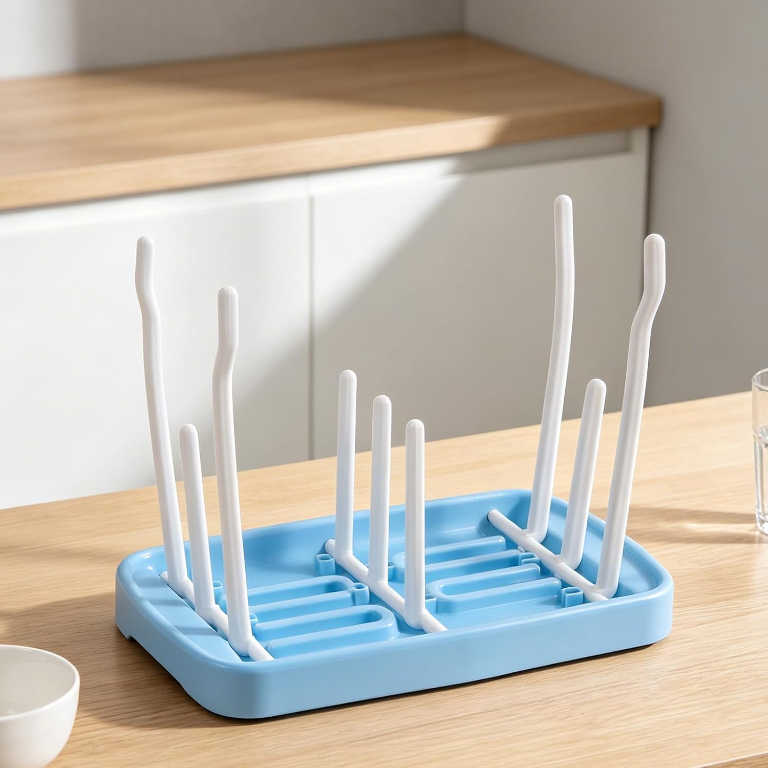 Foldable Bottle Dryer with Tray for Pacifiers Cups - Compact Bottle Drying Rack - Space-Saving Kitchen Organizer for Feeding Accessories