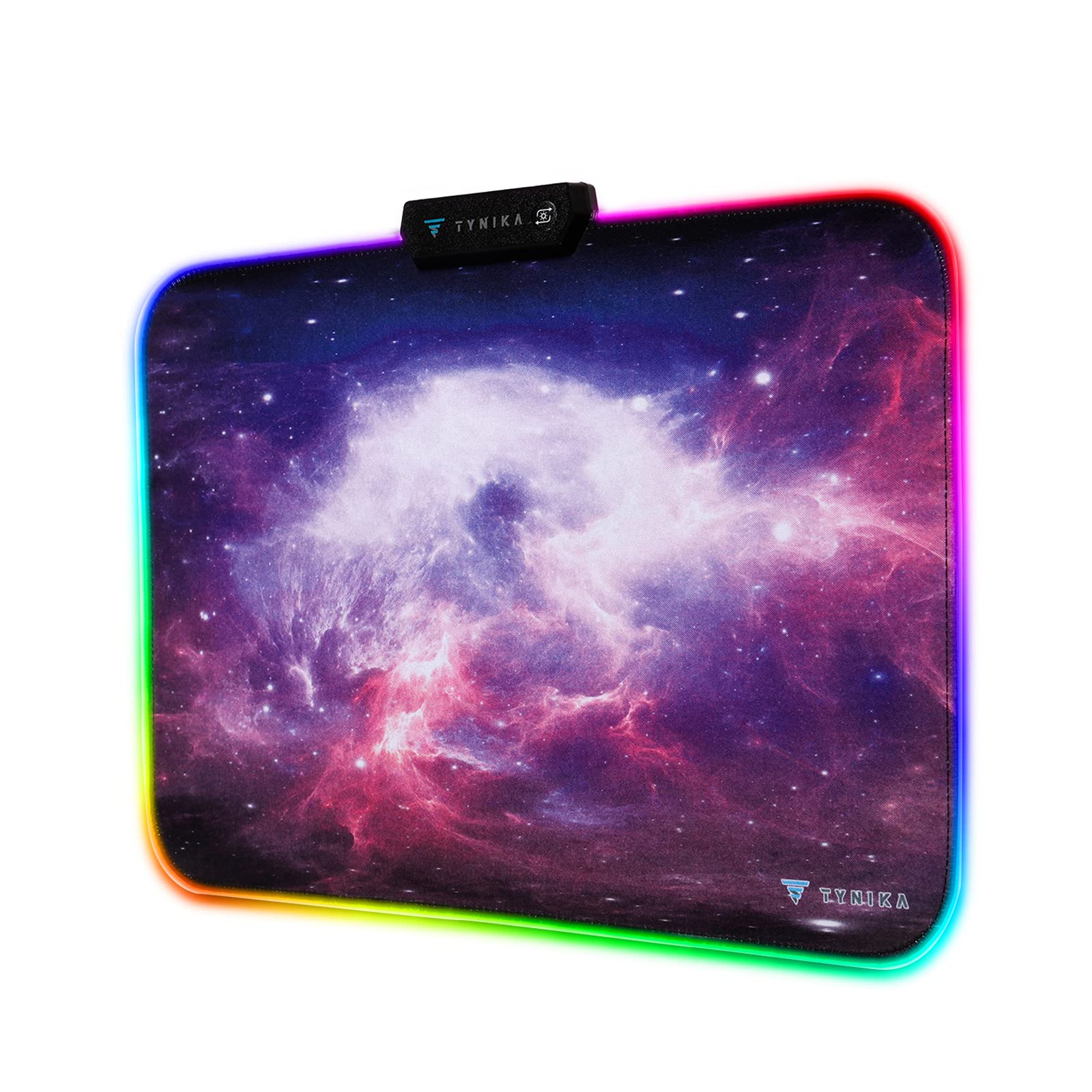 TYNIKA RGB Gaming Mouse Pad (13.8x9.8 in) - Large Soft LED Mousepad with 14 Lighting Modes, Non-Slip Rubber Base - Waterproof Computer Keyboard Mouse Mat, 350x250x5mm, Nebula 02