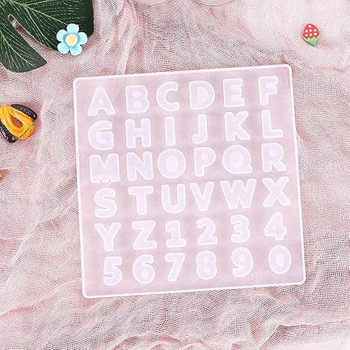 Miniatura 5 de Moldes de fundición de resina de alfabeto de silicona de 26 letras para jabón epoxi de 5.315 x 5.315 in para resina epoxi UV, manualidades, resina