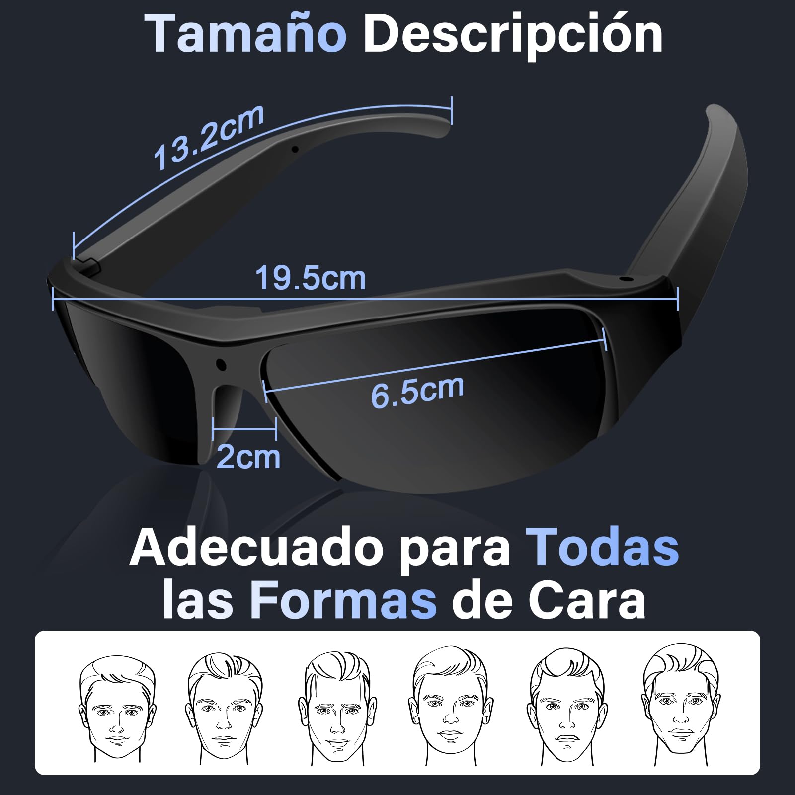 Cámara Espía Gafas de Sol, Mini Camara Oculta HD,