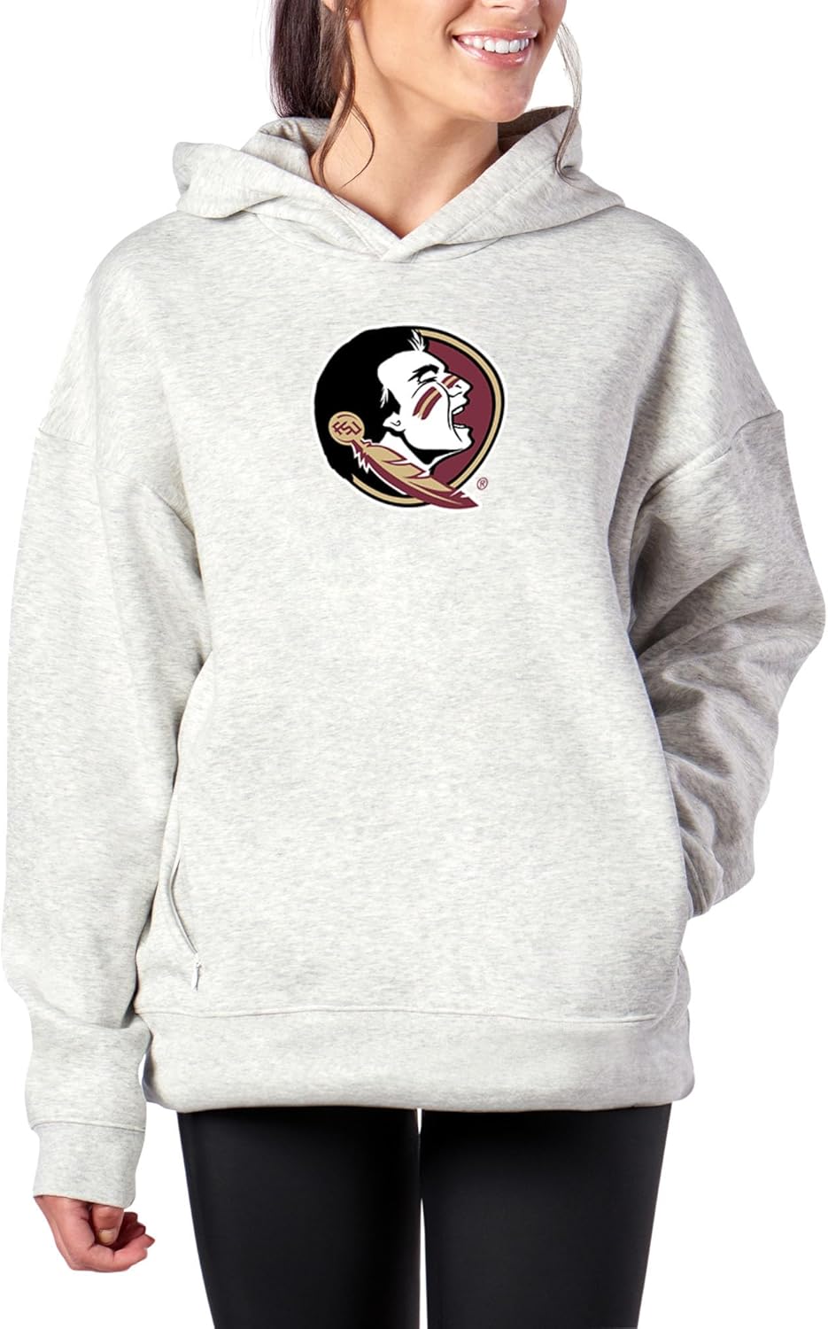 Northwest NCAA Women's Pullover Hoodie with Zipper Pockets, Long Sleeve Hooded Sweatshirt, Lightweight Casual Top
