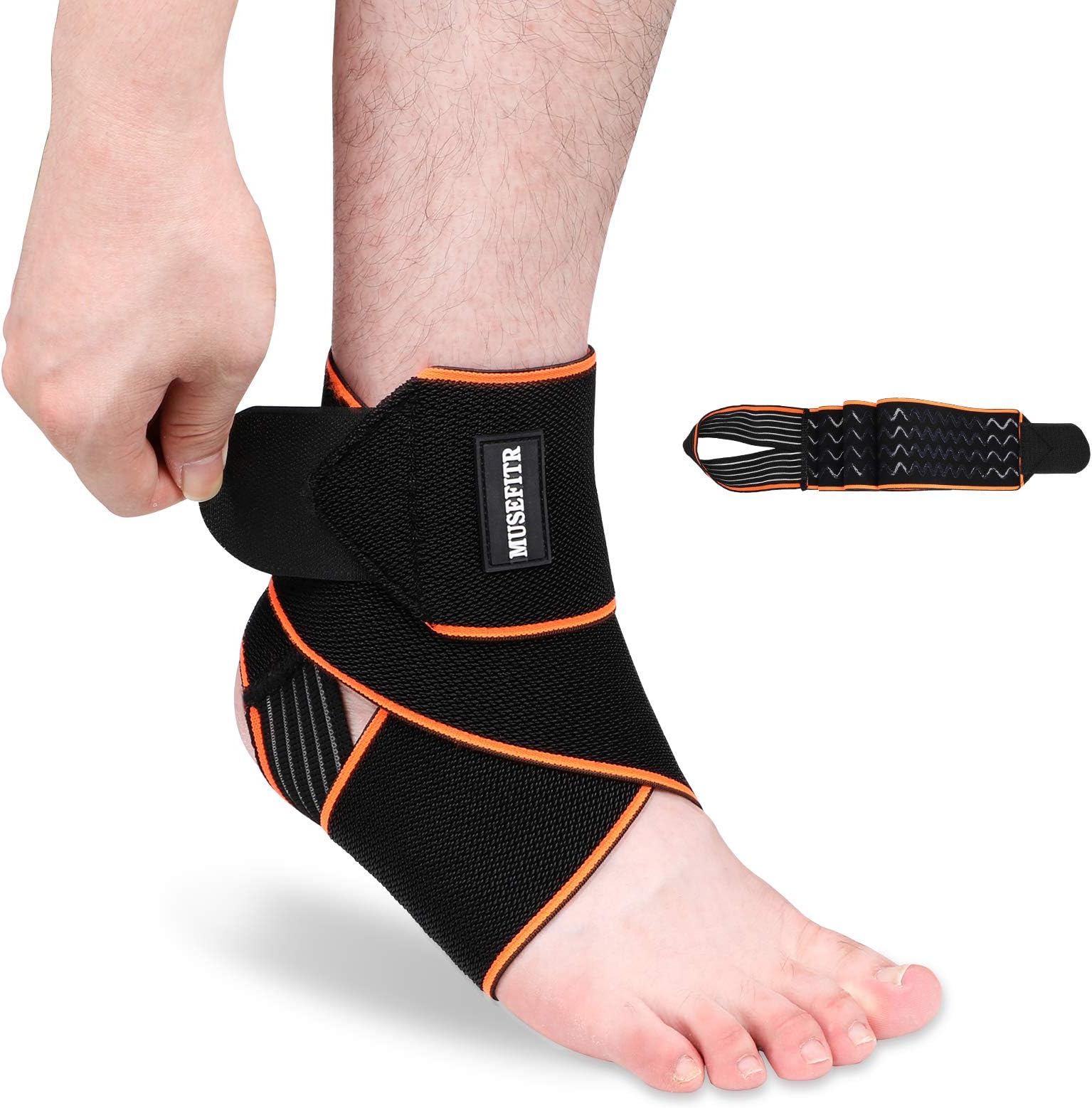 1 Pack Adjustable Ankle Brace for Women and Men, Ankle Support for Sprain Plantar Fasciitis Achilles Tendon, Compression Wrap for Volleyball Running Tennis, 1 Size fits All