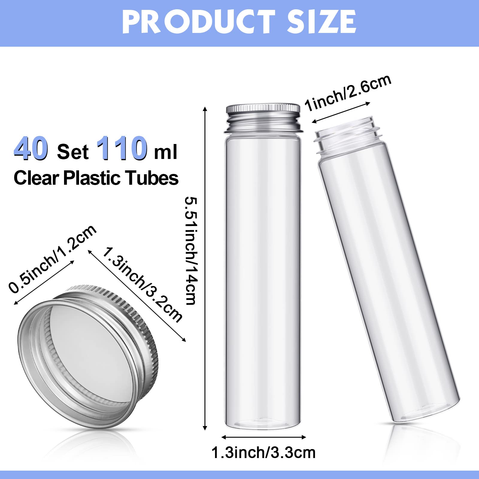 25 Pcs 45ml Clear Plastic Test Tubes With Caps,25x140mm Tube For Sample