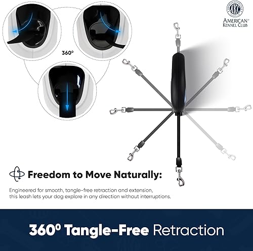 Miniatura 4 de American Kennel Club Correa retráctil para perro, 16.4 pies, sin enredos, agarre ergonómico, freno de una mano, para perros medianos y grandes de