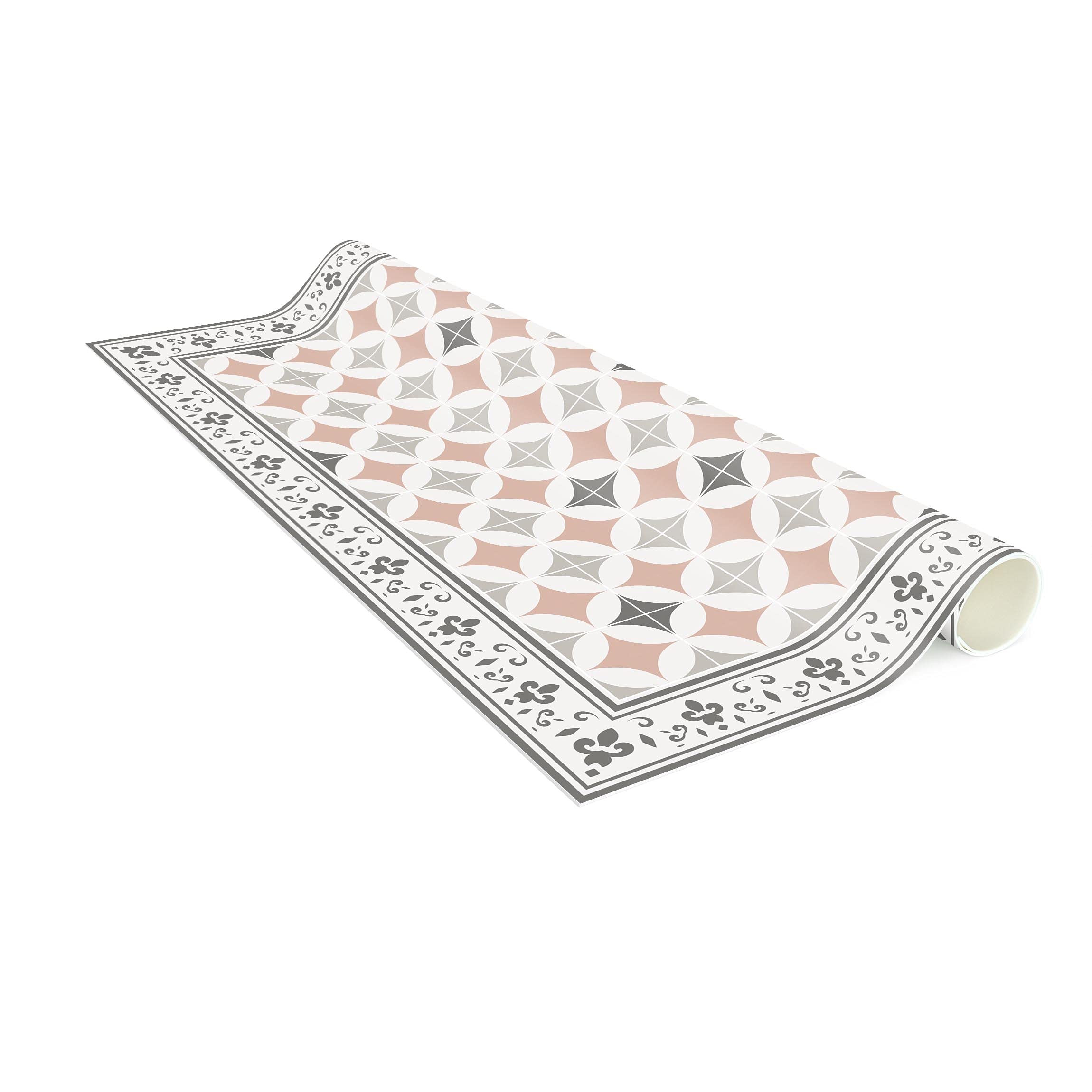 Tapis en Vinyle essuyable à l'eau à Motifs Collage sans Bulles Protection de Sol géométrique Tapis antidérapant Gris Imitation carrelage Cuisine Couloir 3077 (160x160cm)