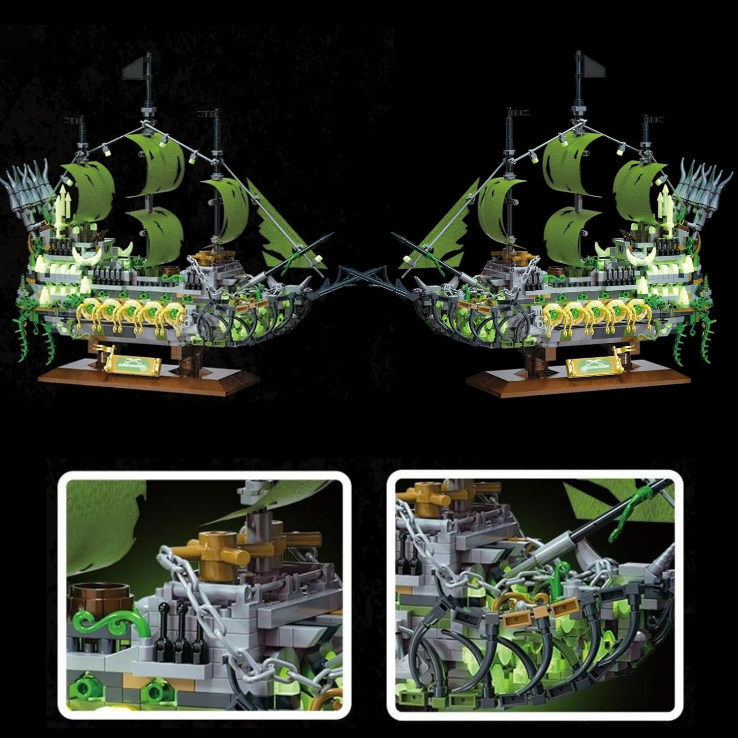Pirate Ship Building Kit for Adult & Teens 14+ - 3D Pirate Ship Model Kit with Glow-in-The-Dark, 2024+ PCS Home Decor & Valentines Day Gift, Creative toy Puzzle for Family Office Decor & Pirate Lovers