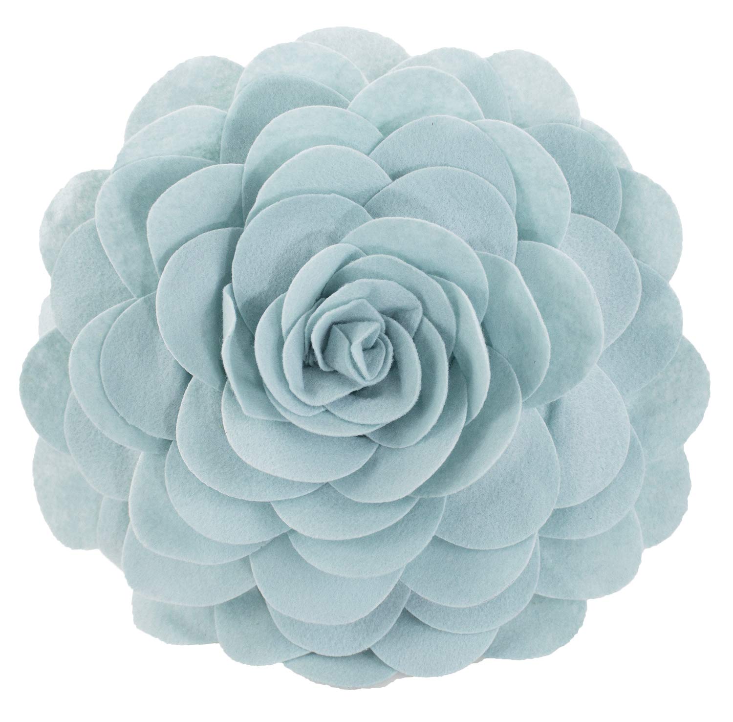 Fennco Styles Eva's Flower Garden Decorative Filled Throw Pillow 13" Round - Aqua Floral Accent Pillow for Home, Couch, Bed, Living Room, Holiday and