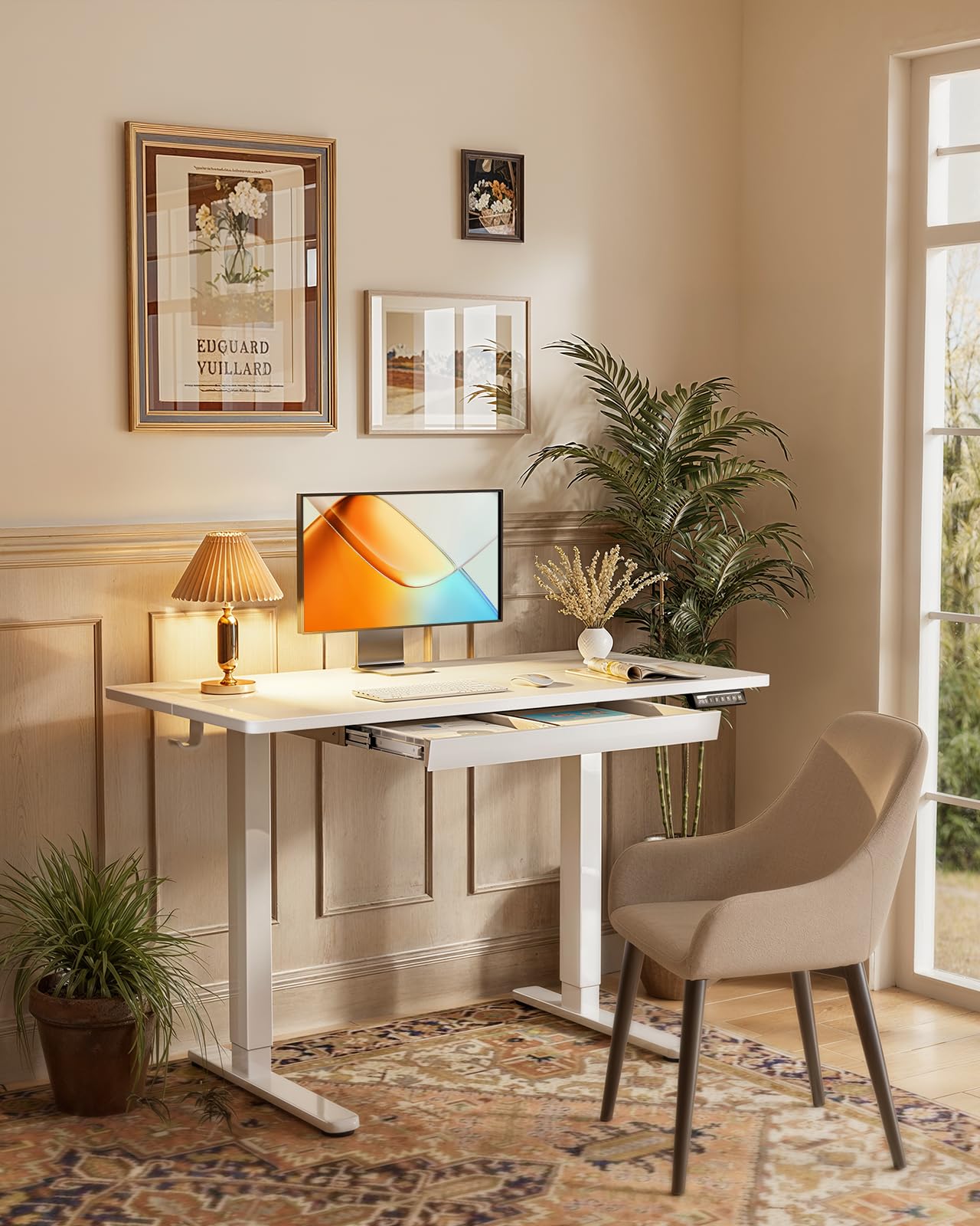 ErGear 55 x 24 Electric Standing Desk with Drawers Height Adjustable Desk with 4 Preset Heights Ergonomic Rising — view 2