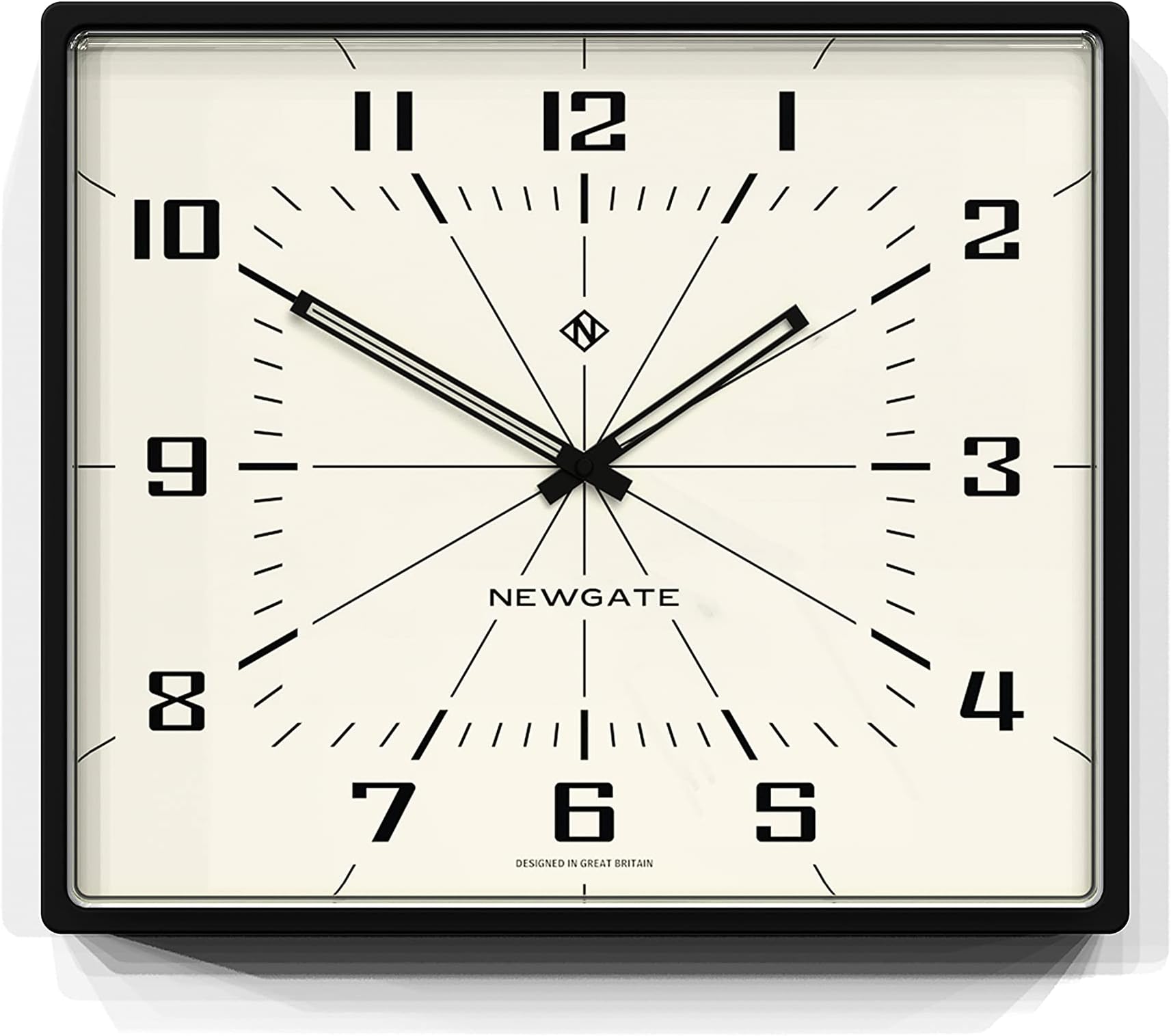 Box Office Silent Sweep Wall Clock No Tick Noise Contemporary Case with Modern Dial Arabic Numerals (Black & Cream)