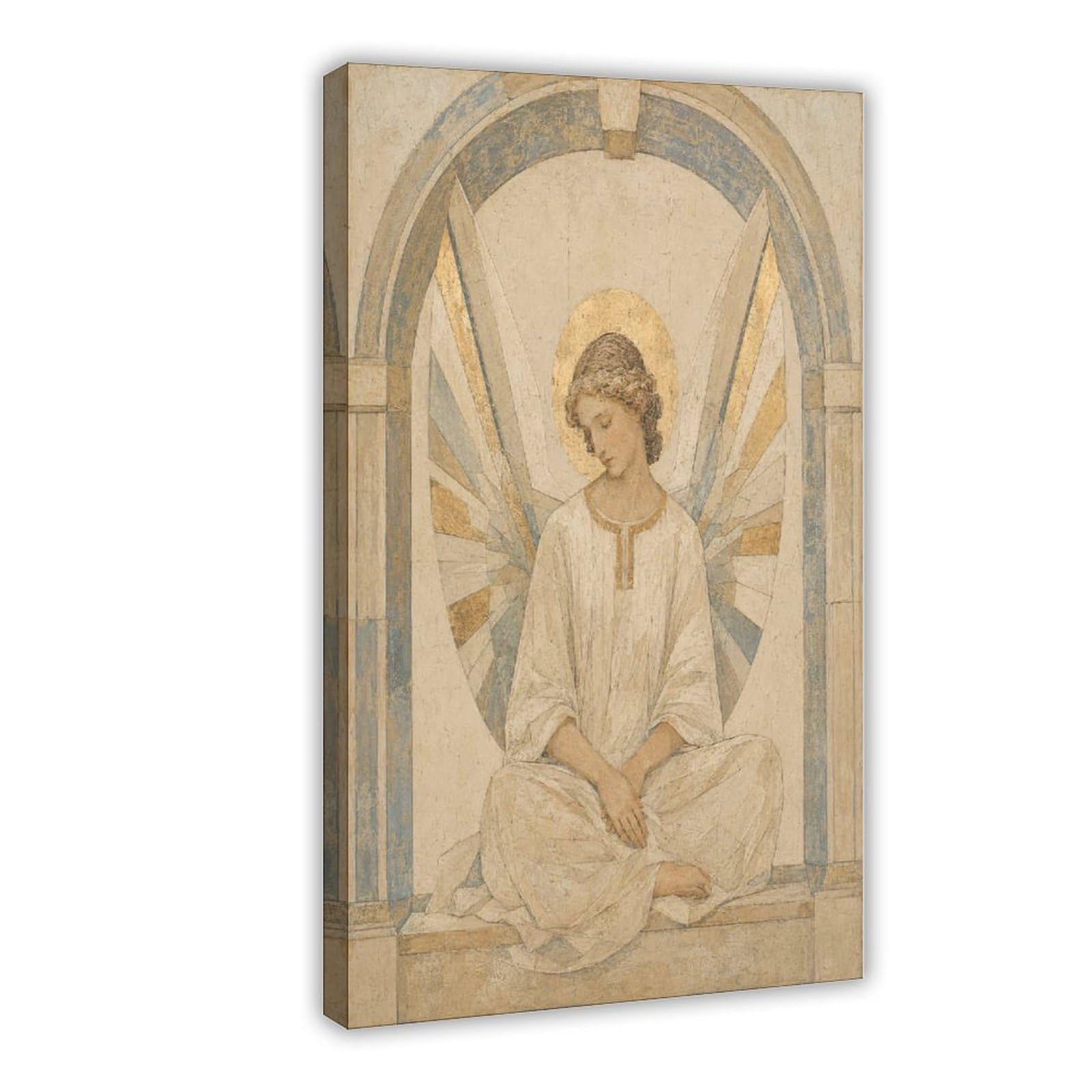 W7C8U2X3 Archangel Gabriel Canvas Wall Art, Surrealist Hallway