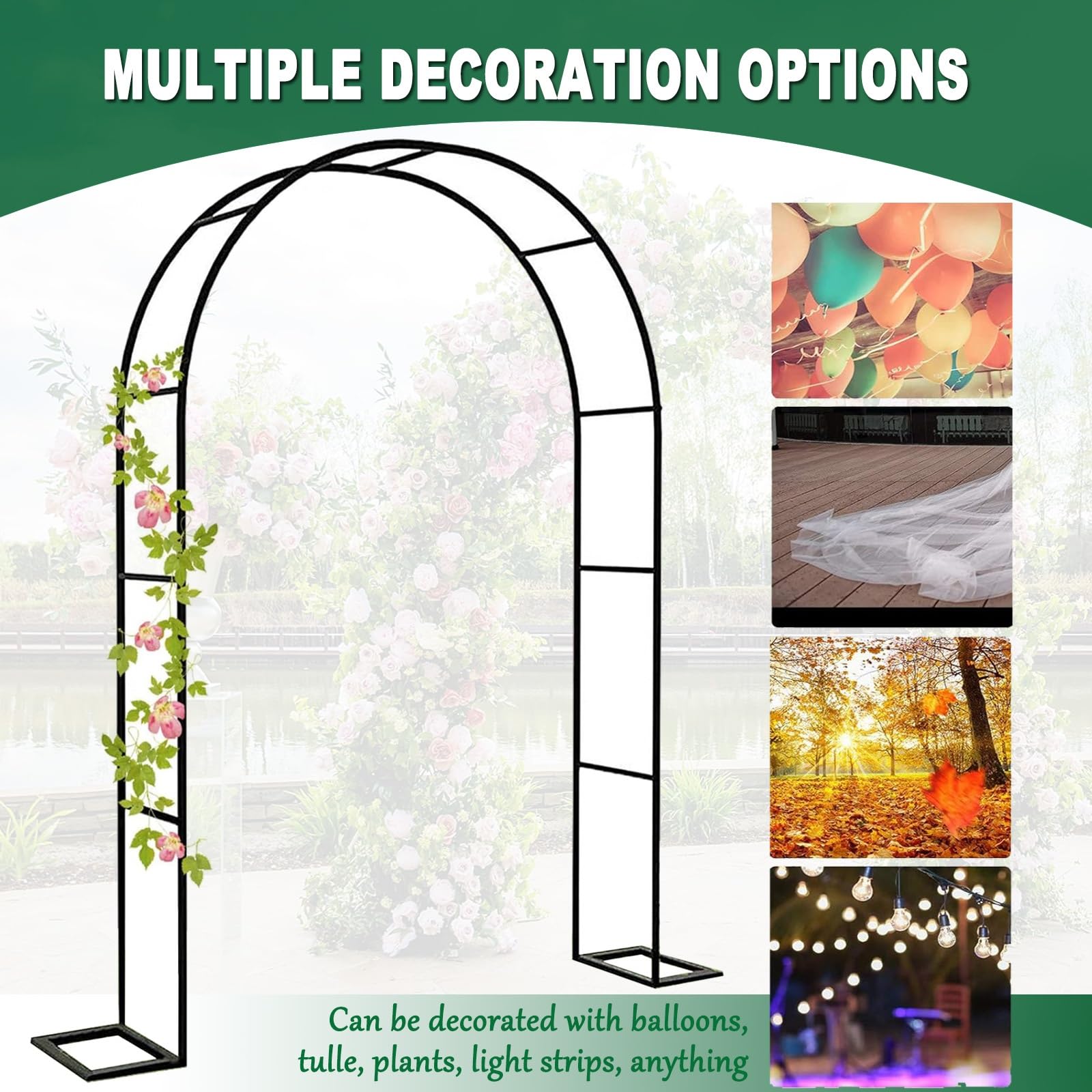 Gartenbogen aus Metall, 2,3 m x 1,4 m, einfache Montage, weißer Blumenbogen für den Außen- und Innenbereich, dekorativer Pera de Jardin, perfekt für Hochzeiten und Veranstaltungen