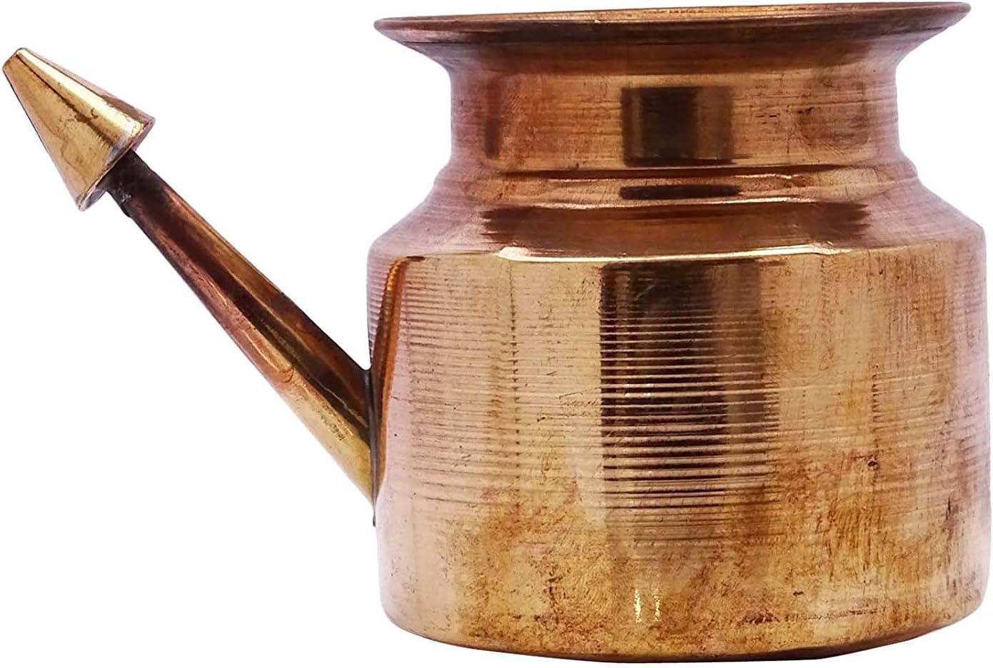 Buycrafty Traveller's Neti Lota Ramjhara Prayer Kalash Pure Copper Traditional Hindu Pooja Item Pot with copper cleaning powder