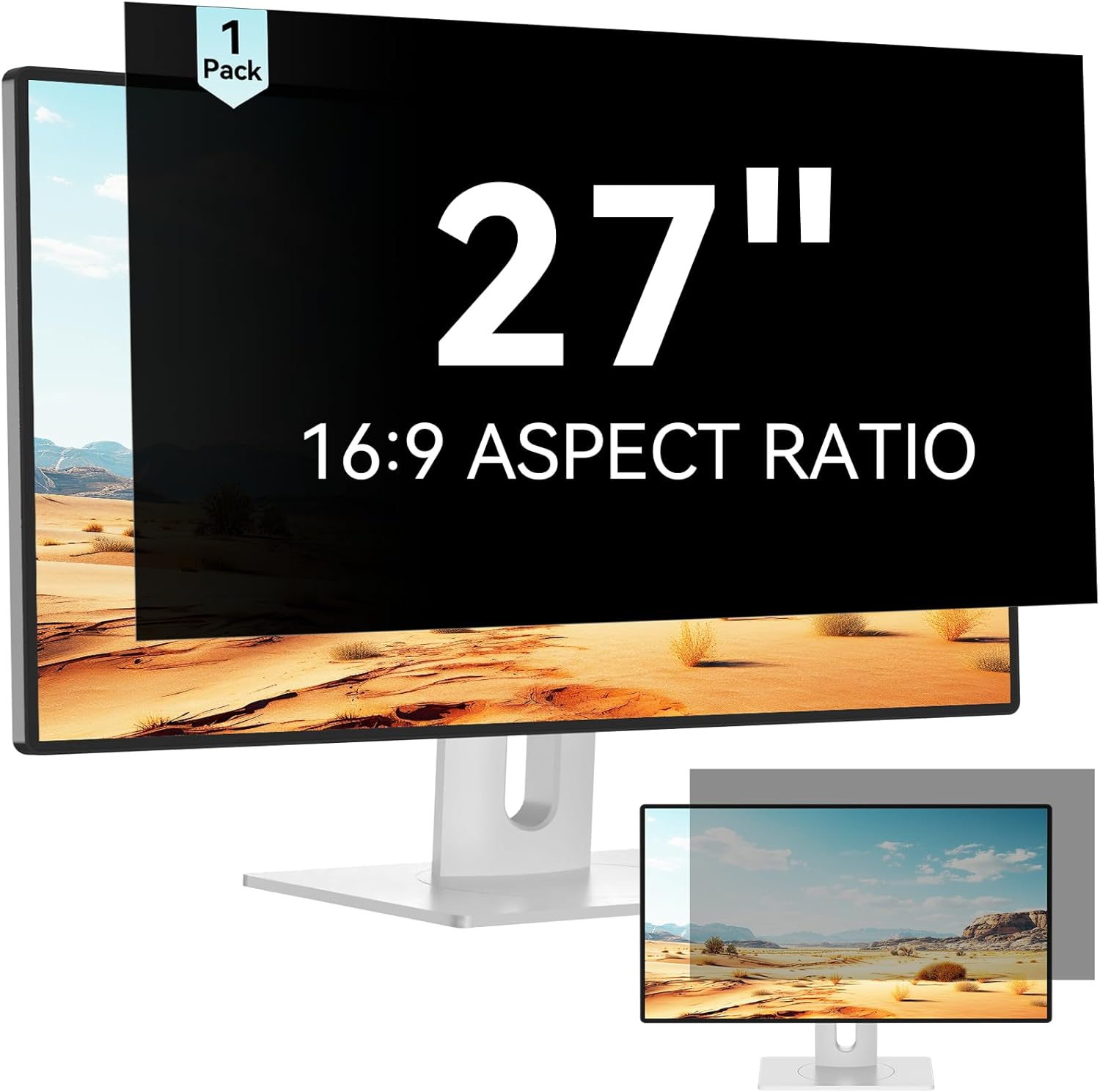27 Inch Computer Privacy Screen for 16:9 Aspect Ratio Widescreen Monitor - Removable Anti Glare Blue Light Filter, Computer Privacy Shield 27'' Privacy Screen (16:9)