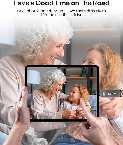 Miniatura 6 de EATOP Memoria USB USB de 256 GB, memoria USB para memoria USB, almacenamiento externo compatible con iPhone, iPad, Android, PC (gris oscuro)