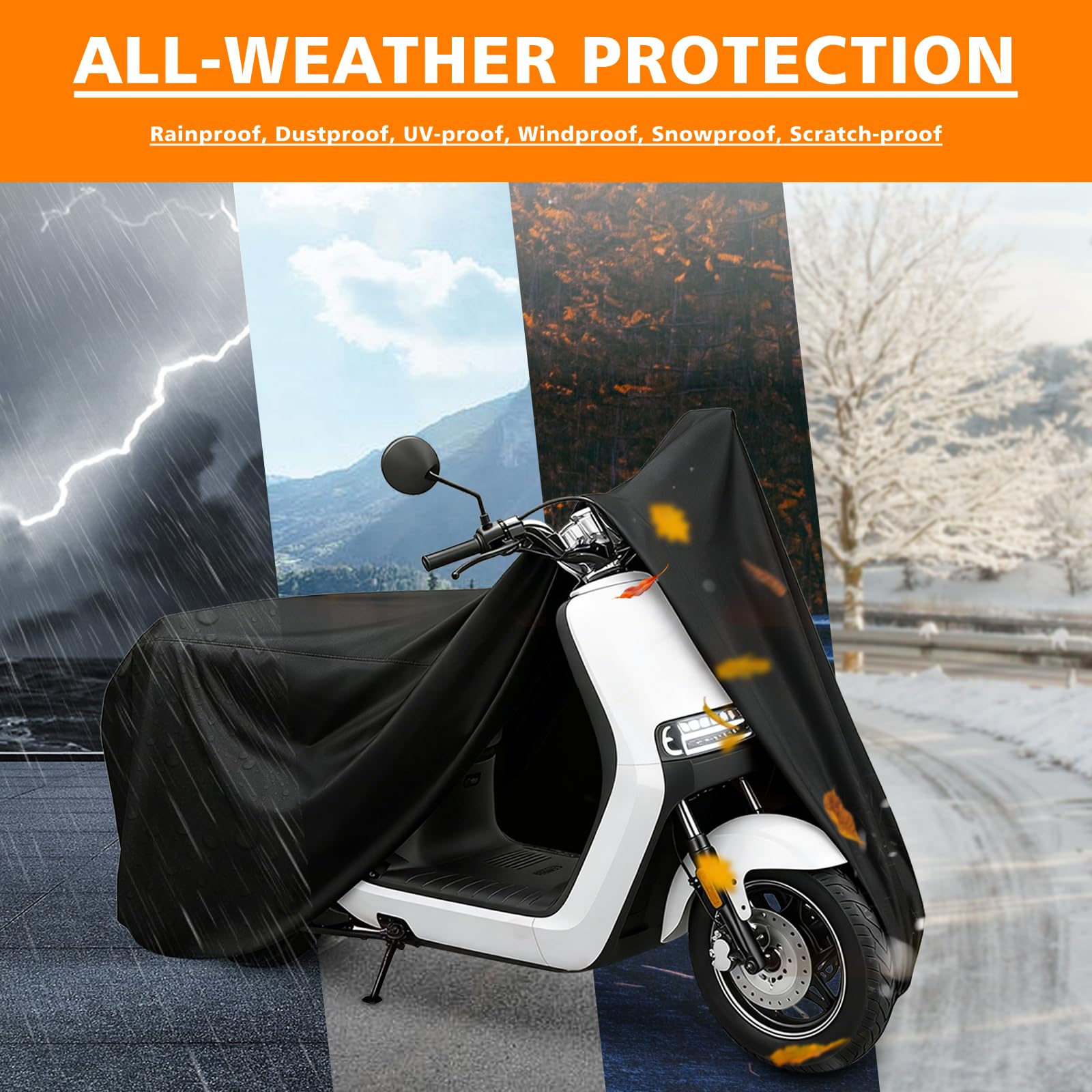 COVERVIN Funda impermeable para scooter al aire libre, cubierta para ciclomotor y cubierta Vespa para Honda Ruckus Yamaha 72 pulgadas de largo (S)