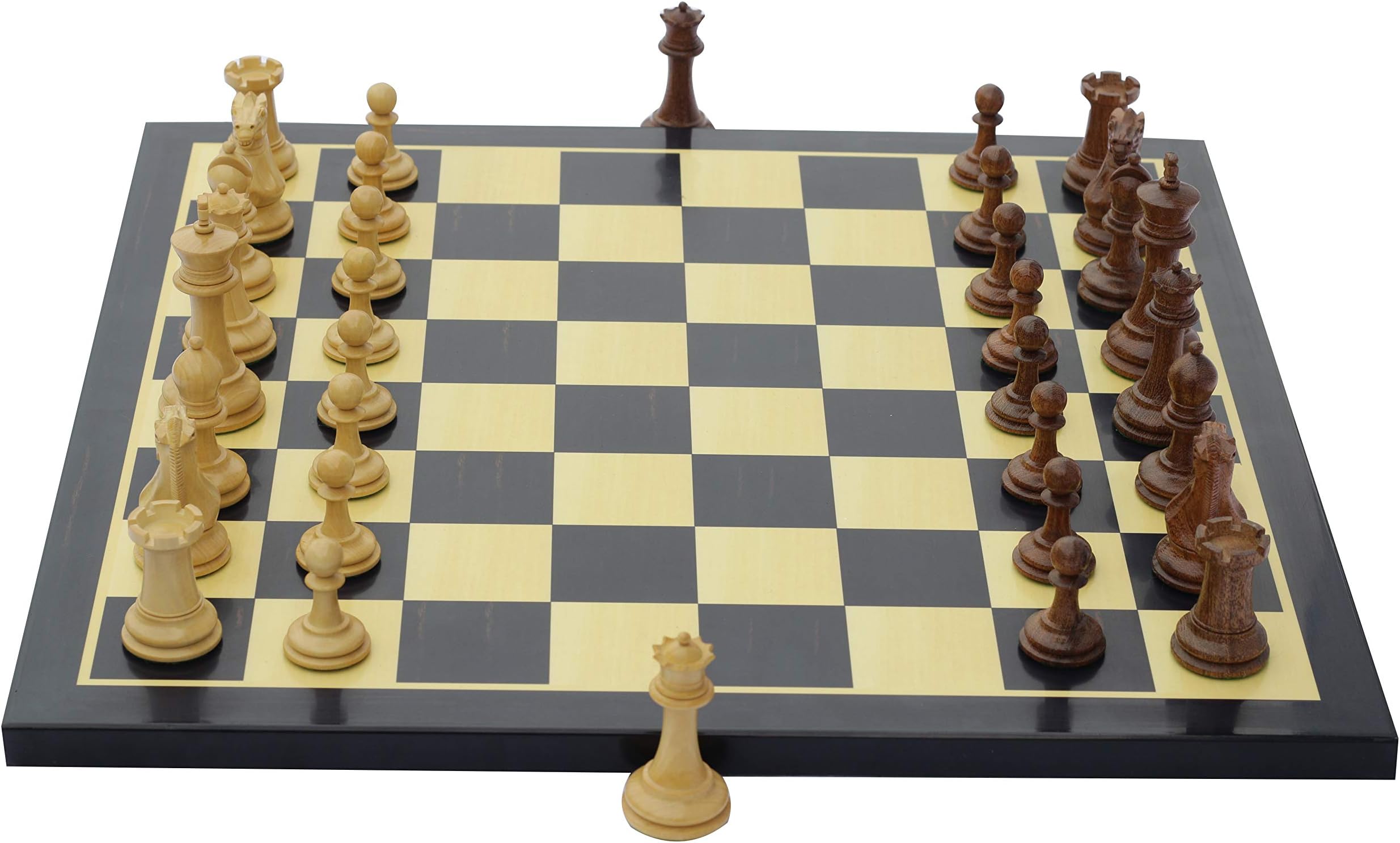 Staunton Castle Inc Paul Morphy Series 3.5โ Golden Rose Wood Chess Pieces with Chess Board