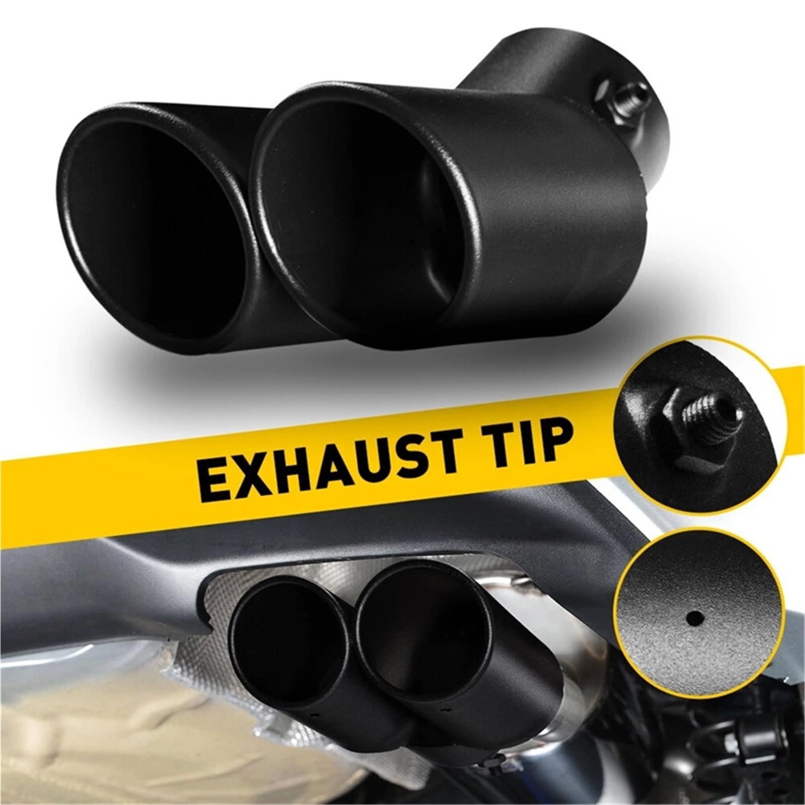 Vehicle Silencer 1 sztuk 63mm uniwersalny samochód podwójny wylot wydechowy ze stali nierdzewnej czarna końcówka tłumik ogon podwójna rura końcówki rurowe akcesoria