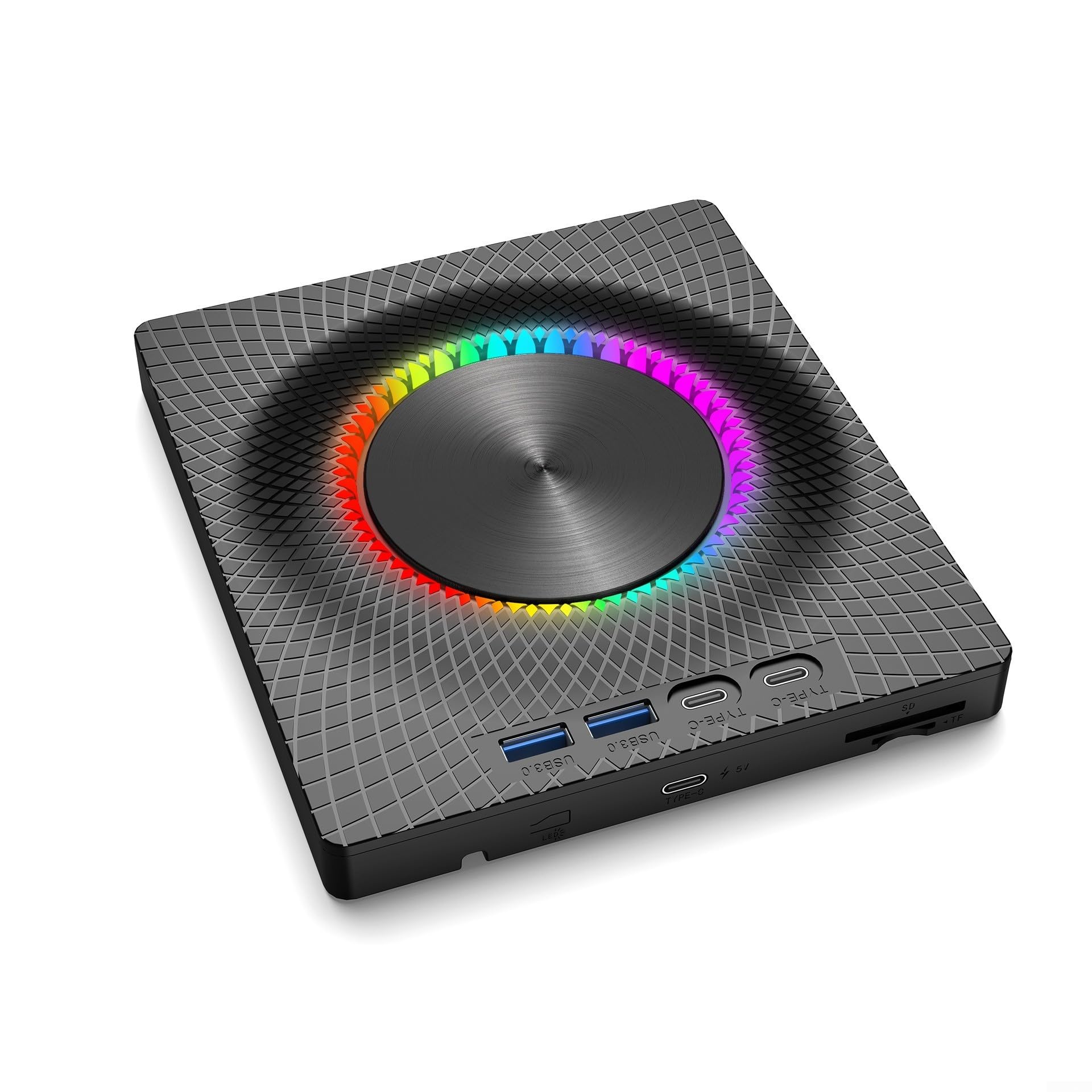 Graveur DVD CD externe USB C avec lecteur de carte SD TF noir pour PC et ordinateur portable