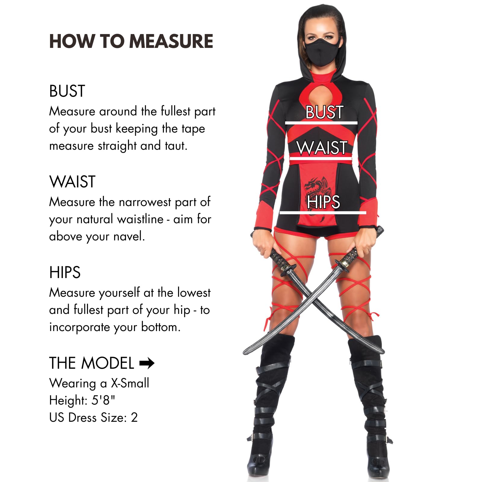 Leg Avenue kostium karnawałowy/halloweenowy Kobiety Leg Avenue Women's Sexy Dragon Ninja Costume (1 w zestawie)
