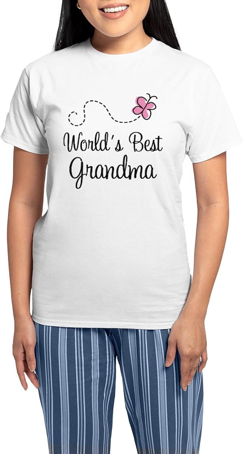 CafePress World's Best Grandma Women's Light Pajamas Women's Novelty Cotton Pajama Set, Comfortable PJ Sleepwear