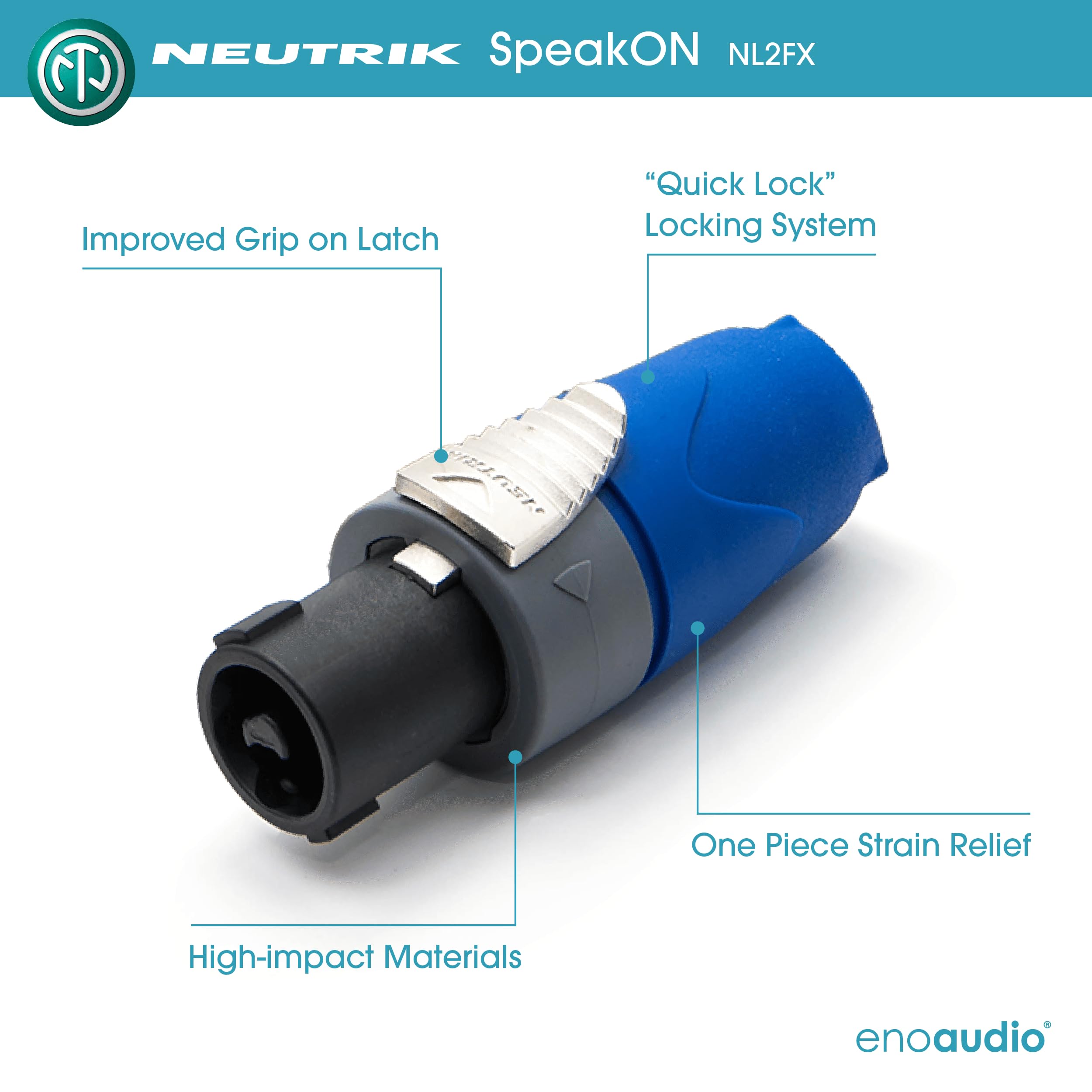enoaudio Mogami 3082 Cavo per altoparlante | Neutrik Speakon – 6,3mm TS | HiFi - 1,0 m