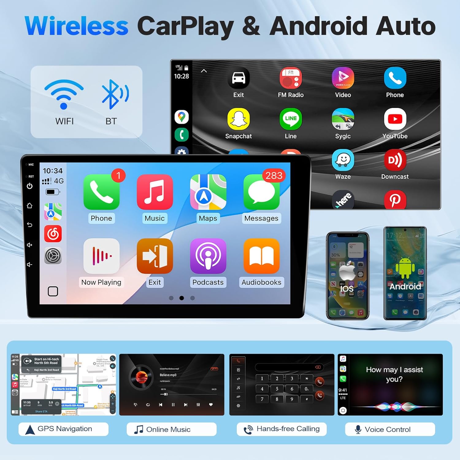 Leadfan Car Radio Stereo for Toyota Corolla 2003-2008(J.B.L Version) Wireless CarPlay Android Auto 9" Touch Screen Car Audio Receiver GPS Head Unit Mirror Link WiFi Bluetooth FM SWC+Backup Camera,