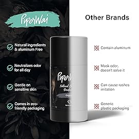 PiperWai Natural Deodorant w/Activated Charcoal | Odor Protection, Vegan, Aluminum Free, Shark Tank Product for Women & Men | Great for Travel, & Gifts | 2.6 oz (75g) Original Scented Stick 2-Pack