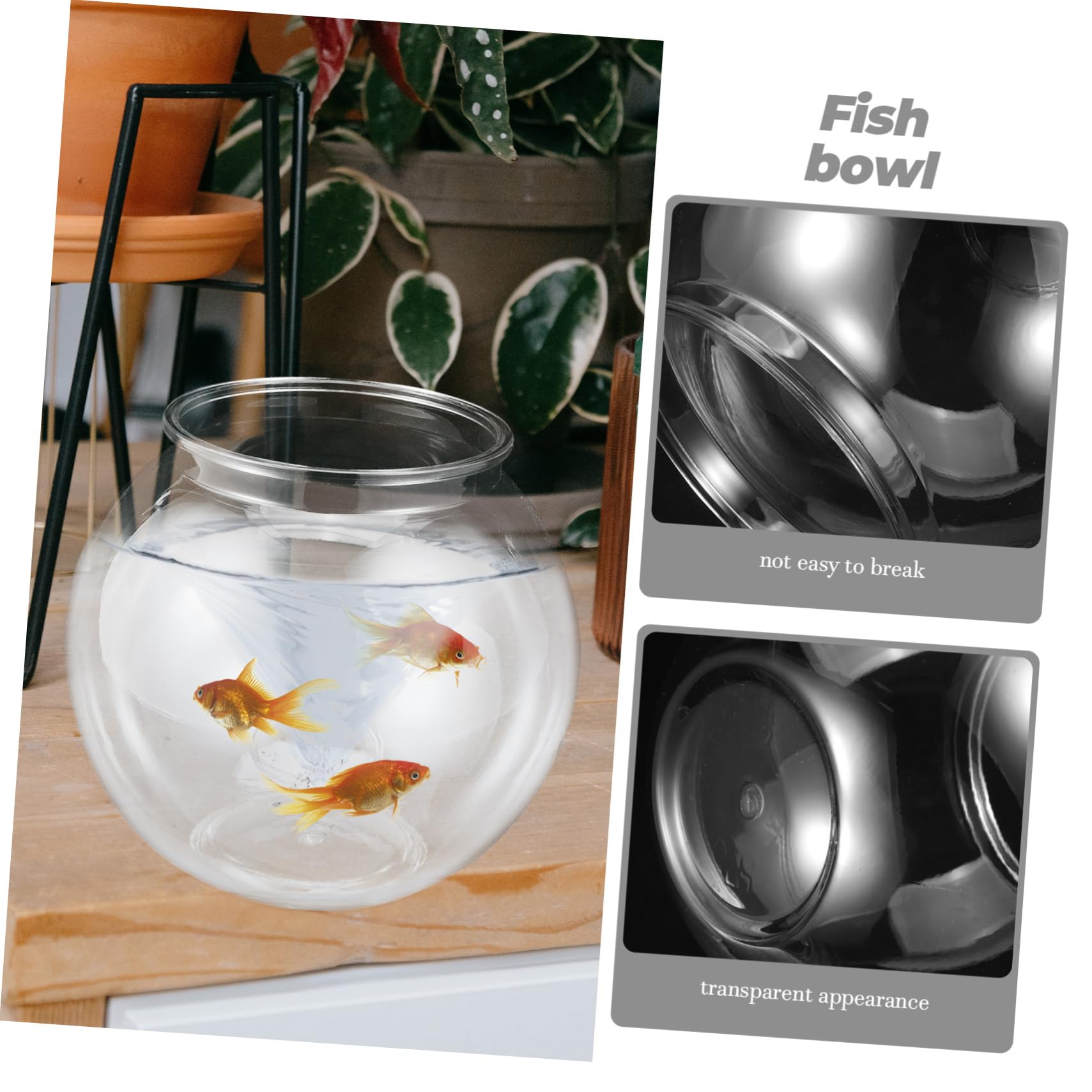 UKCOCO Pecera Redonda de Plástico Transparente para Peces Pequeños, Resistente y Ligera, Ideal para Ambientación de Jardín o Evento, Vista Clara Interior