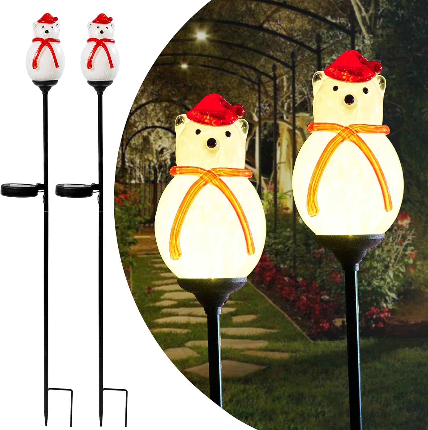 2 Pack Solar Powered Garden Stake Lights Outdoor, Cute Animal Outdoor Figurine Lights Ornament Statue Decor for Pathway, Patio, Blue & Red Bird