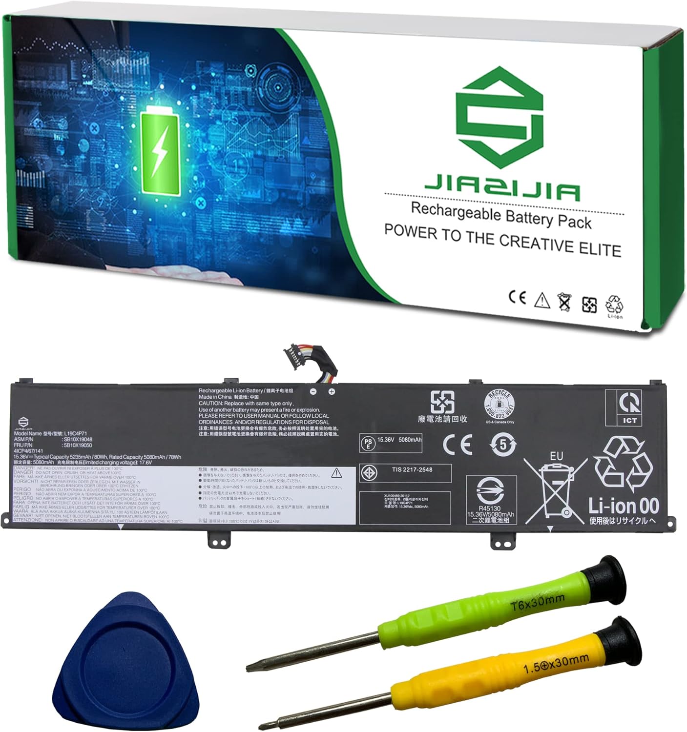 L19C4P71 SB10X19048 5B10X19050 Laptop Battery Replacement for Lenovo ThinkPad P1 X1 Extreme 3rd Gen 2020 Series Notebook L19M4P71 SB10X19047 5B10X19049 15.36V 80Wh 5235mAh