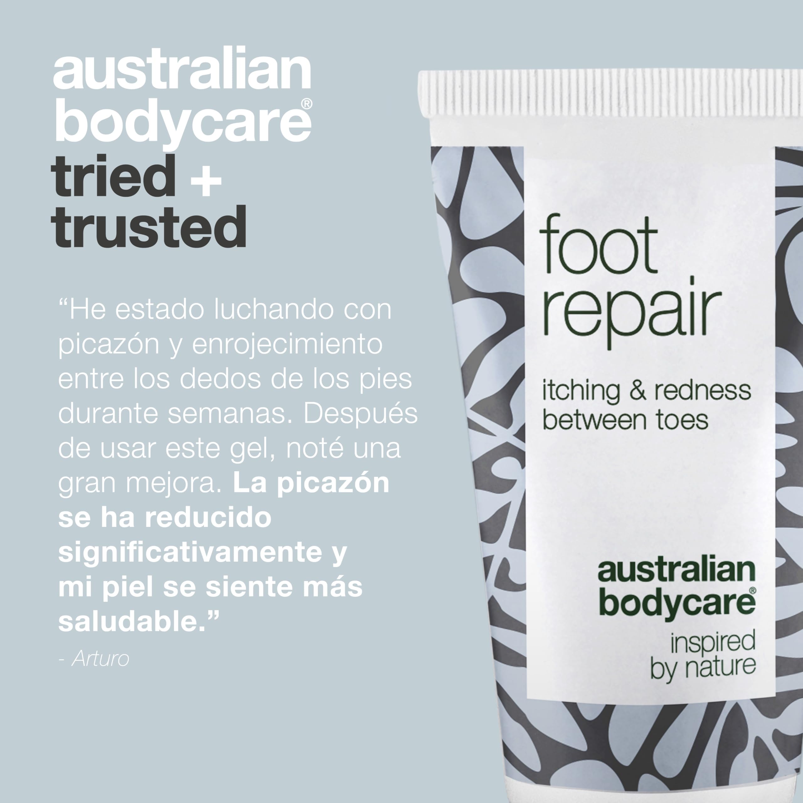 Tea Tree Oil Australian Bodycare Gel natural de reparación de pies para pedicura con pie de atleta y picazón, el ungüento actúa contra la picazón, ardor y enrojecimiento rápidos