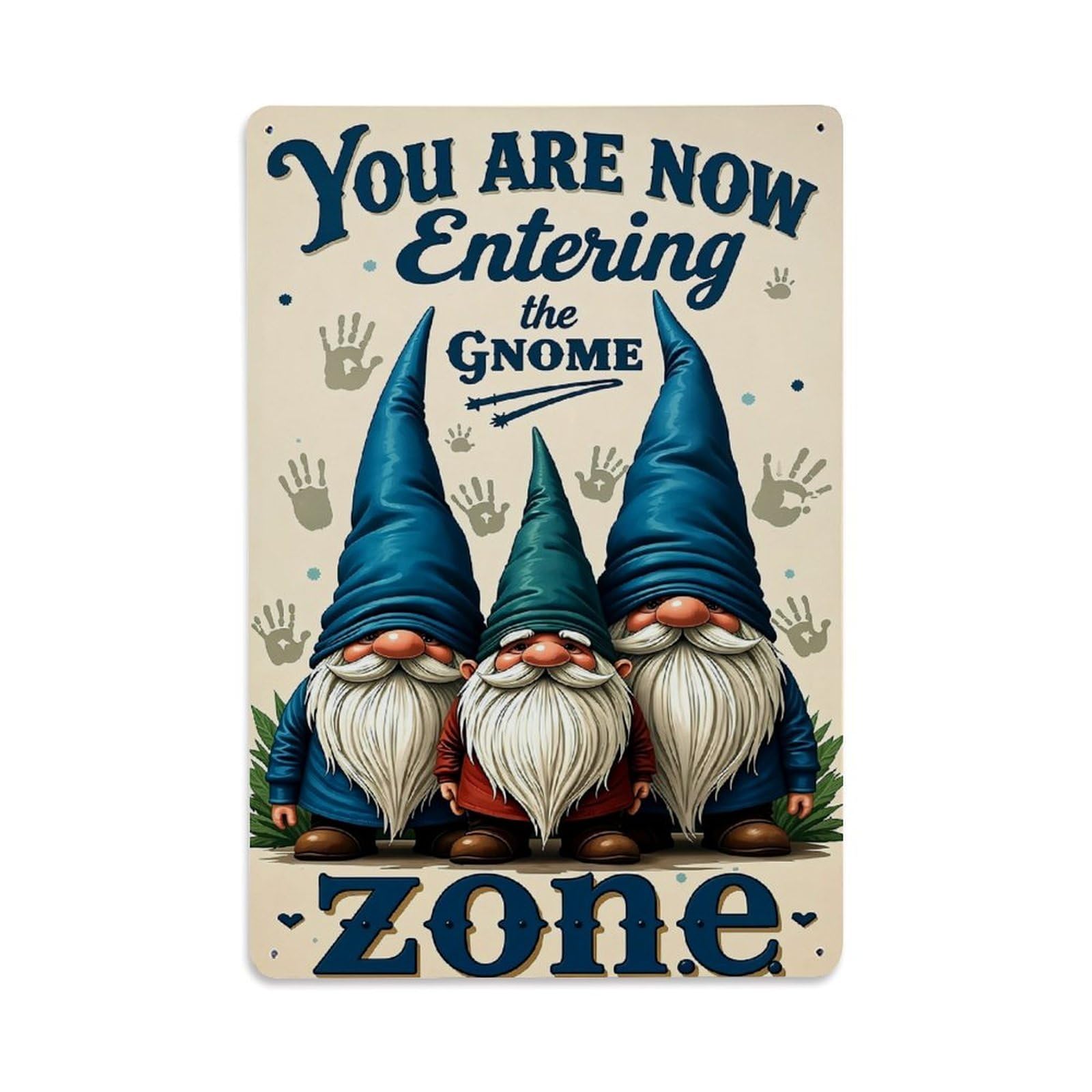 Gnome Zone Sign Pattern Print Retro Metal Tin Sign, Vintage Decor Art Poster for Bar, Home, Man Cave, Kitchen, Laundry Room Gift 8x12Inch