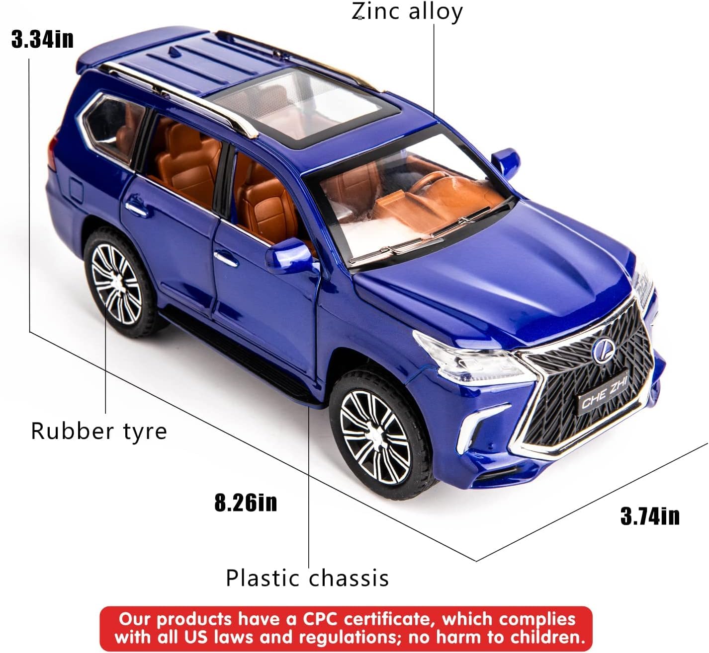 ARNIYAVALA 1/24 Lexus 570 Off-Road in Luxury SUV Model Car, Zinc